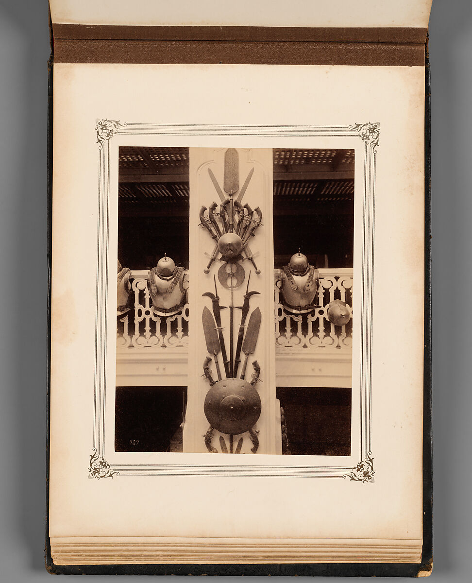 Album of Photographs of Views of the Interior of the Ottoman Military Museum in the Former Church of St. Irene, Constantinople (Vues de Sainte Irène, Constantinople), Abdullah Frères (Ottoman, 1858–1899), Albumen prints, paper, leather, textile, gold, Turkish