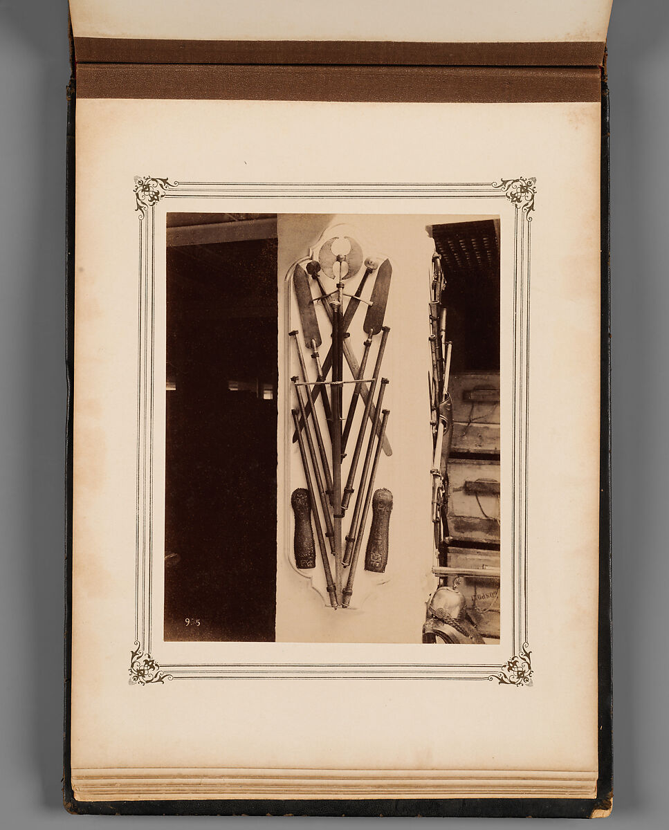 Album of Photographs of Views of the Interior of the Ottoman Military Museum in the Former Church of St. Irene, Constantinople (Vues de Sainte Irène, Constantinople), Abdullah Frères (Ottoman, 1858–1899), Albumen prints, paper, leather, textile, gold, Turkish