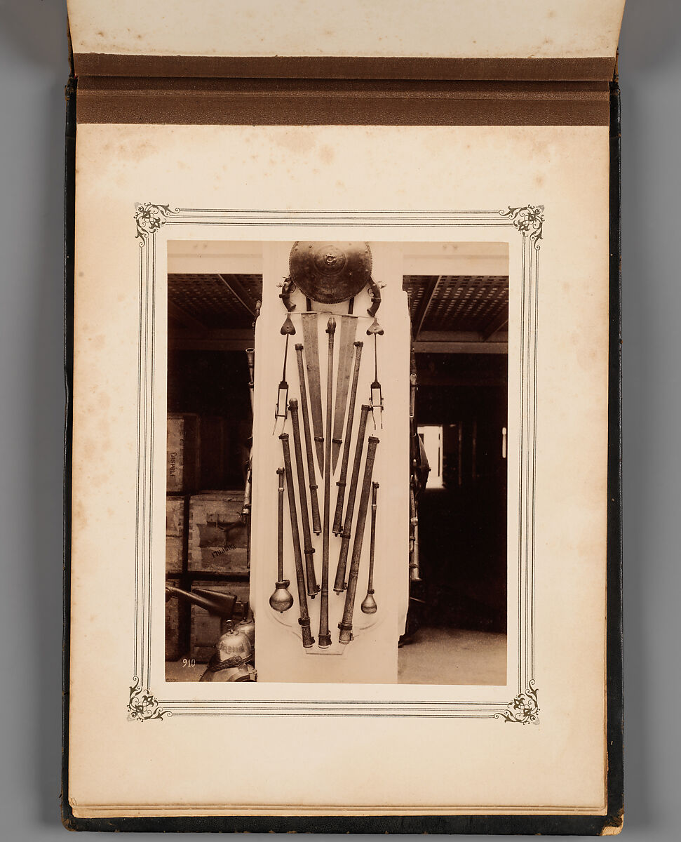 Album of Photographs of Views of the Interior of the Ottoman Military Museum in the Former Church of St. Irene, Constantinople (Vues de Sainte Irène, Constantinople), Abdullah Frères (Ottoman, 1858–1899), Albumen prints, paper, leather, textile, gold, Turkish