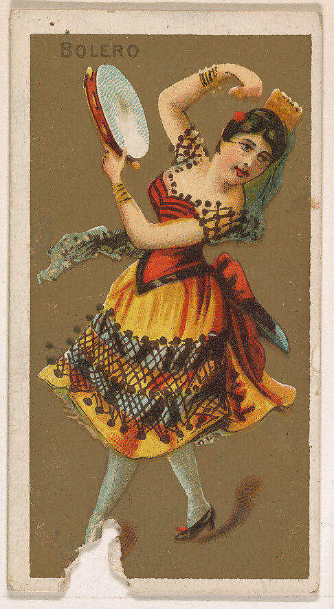 Bolero, from National Dances (N225, Type 1) issued by Kinney Bros., Issued by Kinney Brothers Tobacco Company, Commercial color lithograph 