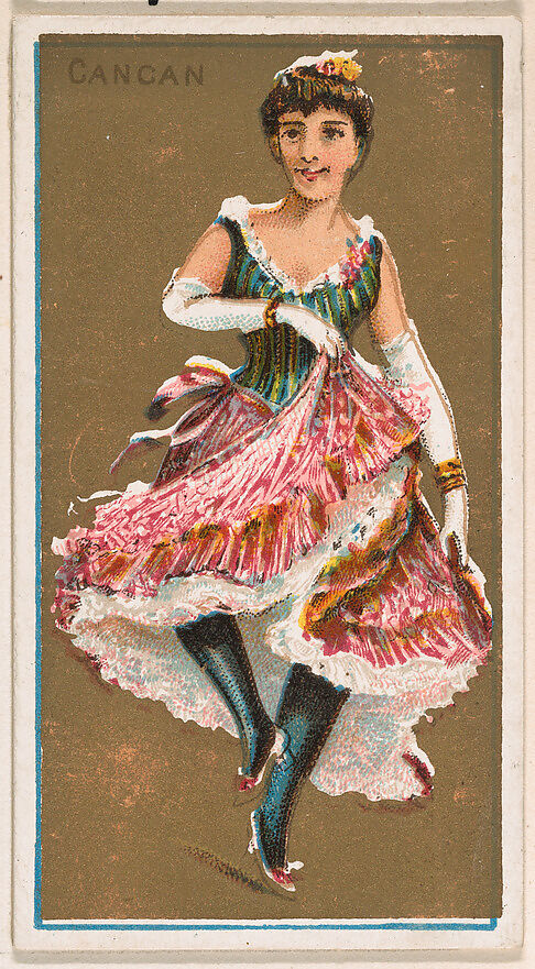 Cancan, from National Dances (N225, Type 1) issued by Kinney Bros., Issued by Kinney Brothers Tobacco Company, Commercial color lithograph 