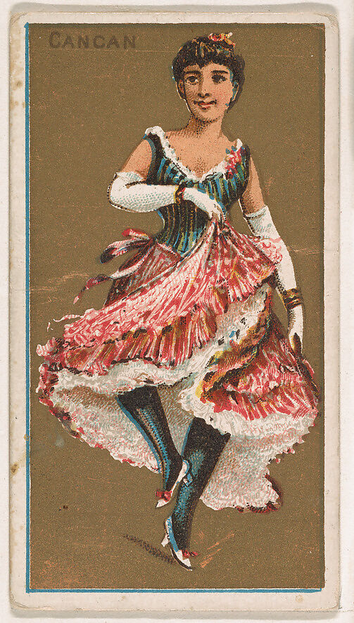 Cancan, from National Dances (N225, Type 1) issued by Kinney Bros., Issued by Kinney Brothers Tobacco Company, Commercial color lithograph 