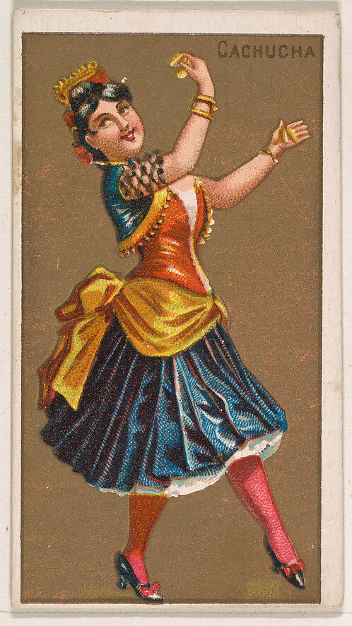 Cachucha, from National Dances (N225, Type 1) issued by Kinney Bros., Issued by Kinney Brothers Tobacco Company, Commercial color lithograph 