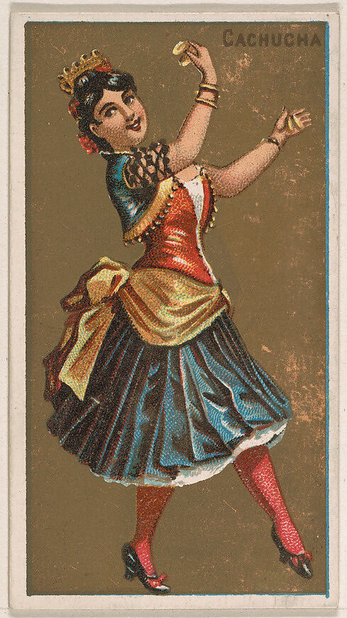 Cachucha, from National Dances (N225, Type 1) issued by Kinney Bros., Issued by Kinney Brothers Tobacco Company, Commercial color lithograph 