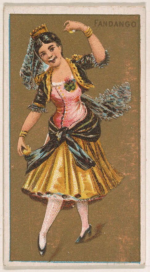 Fandango, from National Dances (N225, Type 1) issued by Kinney Bros., Issued by Kinney Brothers Tobacco Company, Commercial color lithograph 