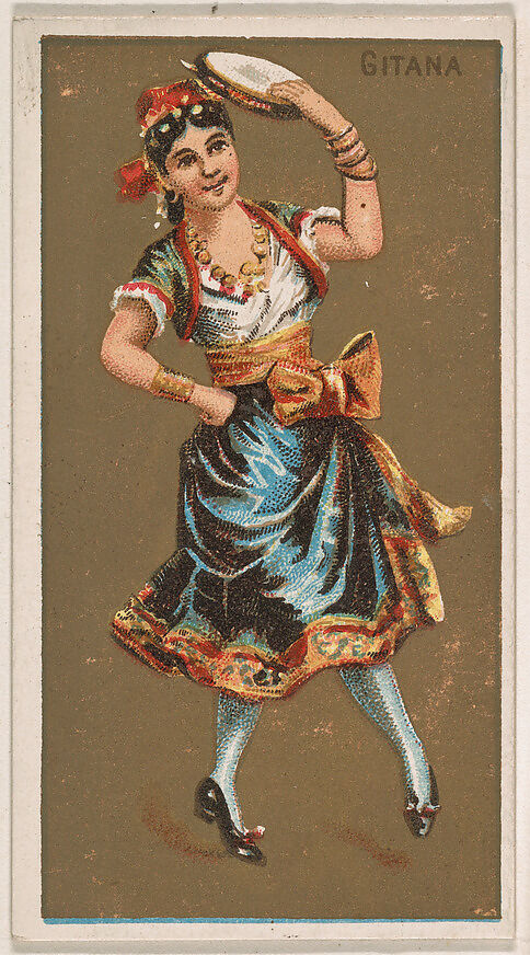 Gitana, from National Dances (N225, Type 1) issued by Kinney Bros., Issued by Kinney Brothers Tobacco Company, Commercial color lithograph 