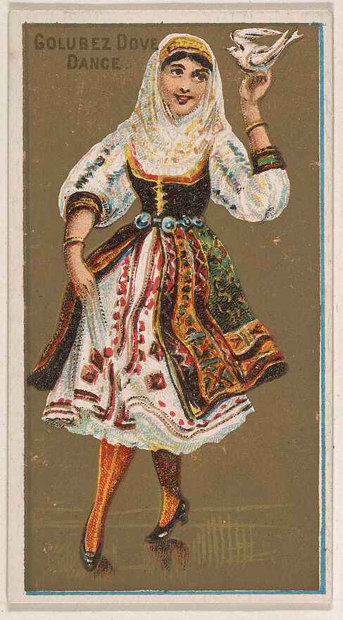 Golubez Dove Dance, from National Dances (N225, Type 1) issued by Kinney Bros., Issued by Kinney Brothers Tobacco Company, Commercial color lithograph 