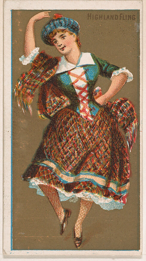 Highland Fling, from National Dances (N225, Type 1) issued by Kinney Bros., Issued by Kinney Brothers Tobacco Company, Commercial color lithograph 
