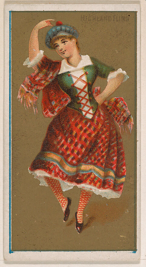 Highland Fling, from National Dances (N225, Type 1) issued by Kinney Bros., Issued by Kinney Brothers Tobacco Company, Commercial color lithograph 