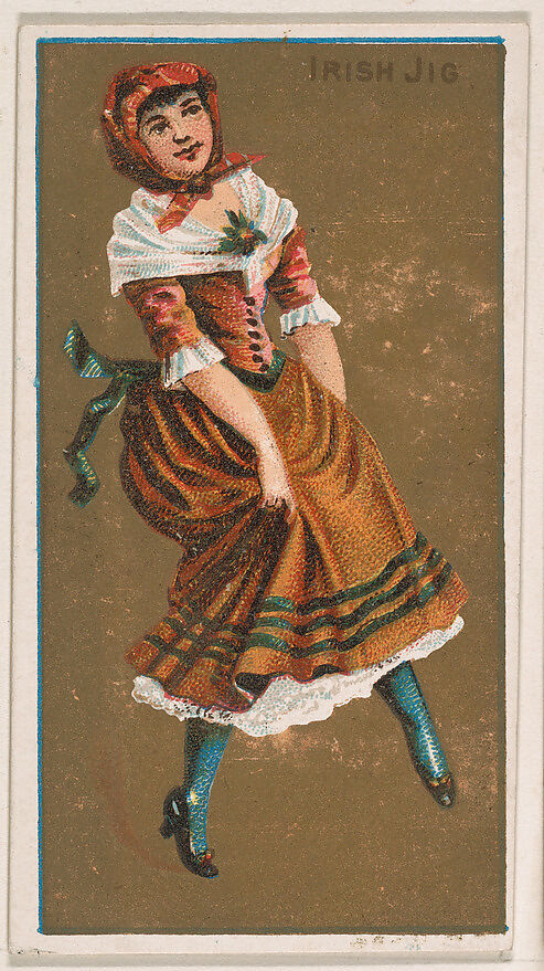 Irish Jig, from National Dances (N225, Type 1) issued by Kinney Bros., Issued by Kinney Brothers Tobacco Company, Commercial color lithograph 