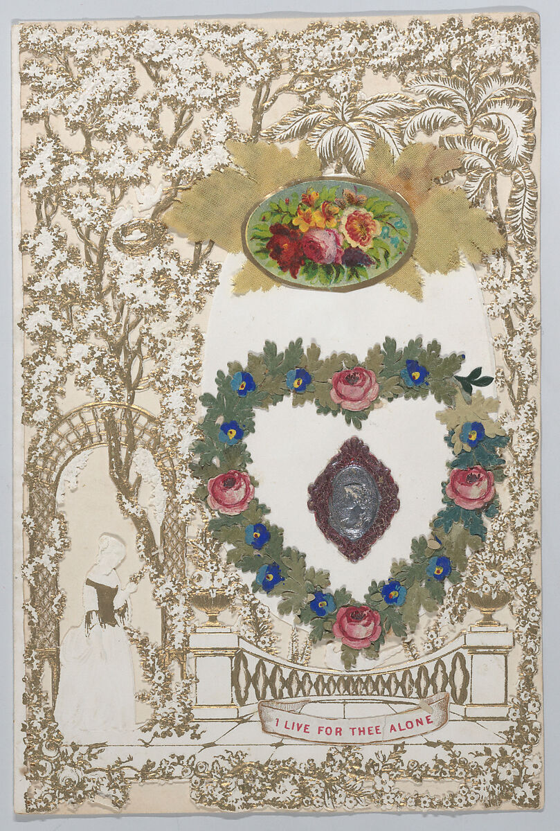 Valentine, Anonymous, Cameo embossed, gilded paper, die cut and handpainted scraps 