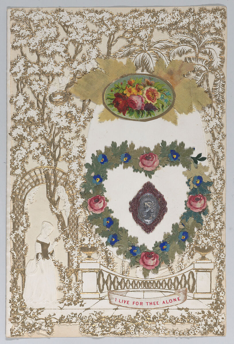 Valentine, Anonymous, Cameo embossed, gilded paper, die cut and handpainted scraps