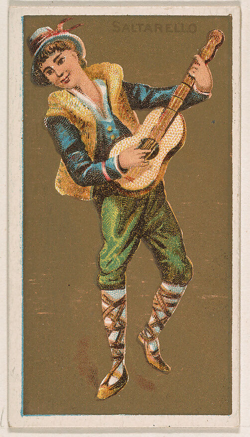 Saltarello, from National Dances (N225, Type 1) issued by Kinney Bros., Issued by Kinney Brothers Tobacco Company, Commercial color lithograph 