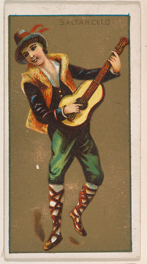 Saltarello, from National Dances (N225, Type 1) issued by Kinney Bros., Issued by Kinney Brothers Tobacco Company, Commercial color lithograph 