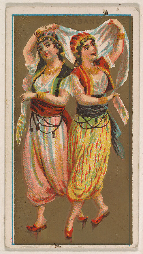 Saraband, from National Dances (N225, Type 1) issued by Kinney Bros., Issued by Kinney Brothers Tobacco Company, Commercial color lithograph 