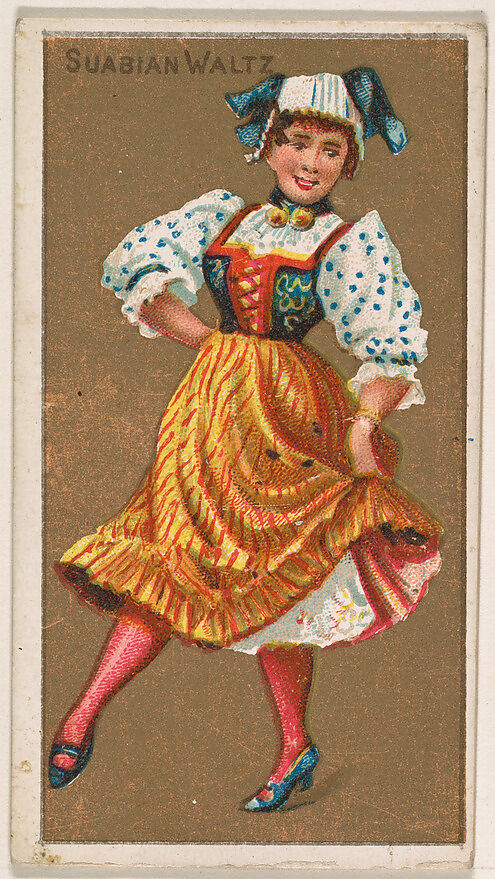 Suabian Dance, from National Dances (N225, Type 1) issued by Kinney Bros., Issued by Kinney Brothers Tobacco Company, Commercial color lithograph 