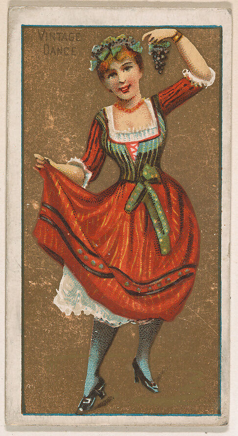 Vintage Dance, from National Dances (N225, Type 1) issued by Kinney Bros., Issued by Kinney Brothers Tobacco Company, Commercial color lithograph 
