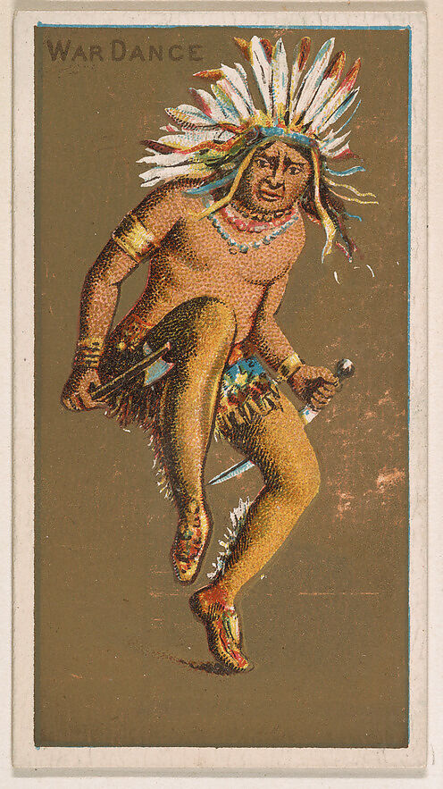 War Dance, from National Dances (N225, Type 1) issued by Kinney Bros., Issued by Kinney Brothers Tobacco Company, Commercial color lithograph 