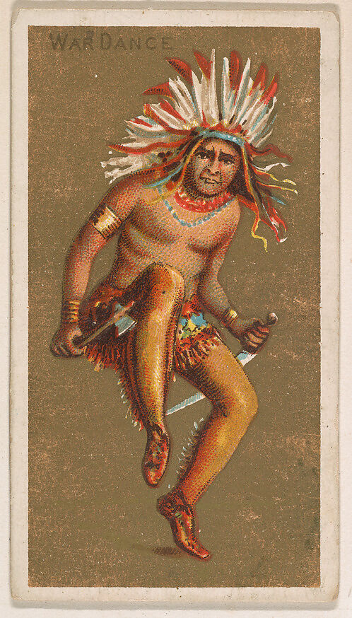 War Dance, from National Dances (N225, Type 1) issued by Kinney Bros., Issued by Kinney Brothers Tobacco Company, Commercial color lithograph 