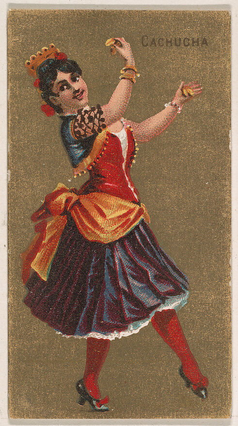 Cachucha, from National Dances (N225, Type 2) issued by Kinney Bros., Issued by Kinney Brothers Tobacco Company, Commercial color lithograph 