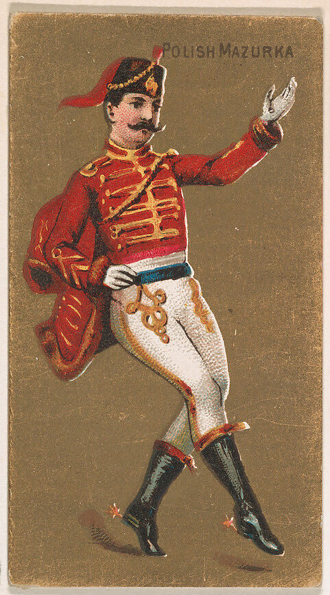 Polish Mazurka, from National Dances (N225, Type 2) issued by Kinney Bros., Issued by Kinney Brothers Tobacco Company, Commercial color lithograph 