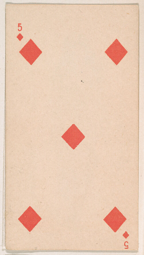 Five of Diamonds, from the Transparent Playing Cards series (N220) issued by Kinney Bros., Issued by Kinney Brothers Tobacco Company, Commercial color lithograph 