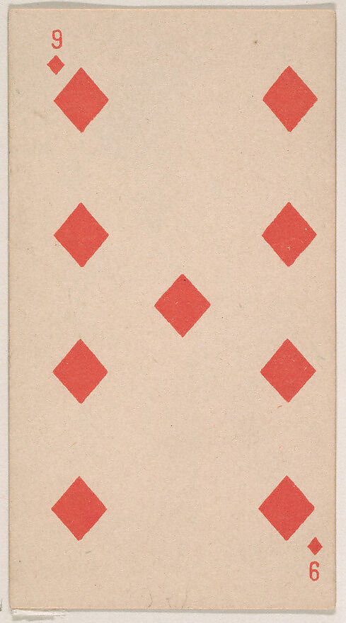 Nine of Diamonds, from the Transparent Playing Cards series (N220) issued by Kinney Bros., Issued by Kinney Brothers Tobacco Company, Commercial color lithograph 