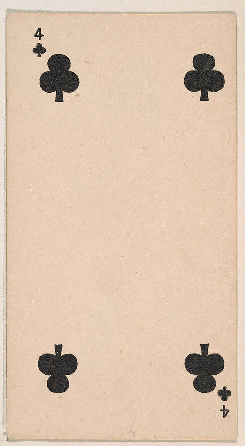 Four of Clubs, from the Transparent Playing Cards series (N220) issued by Kinney Bros., Issued by Kinney Brothers Tobacco Company, Commercial color lithograph 