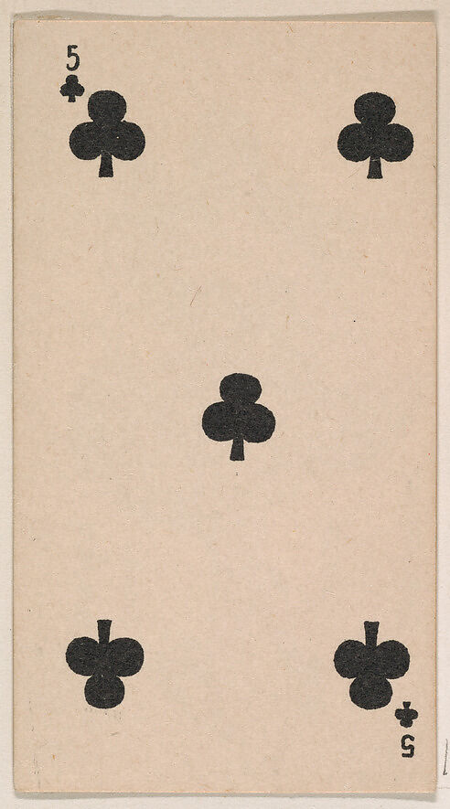 Five of Clubs, from the Transparent Playing Cards series (N220) issued by Kinney Bros., Issued by Kinney Brothers Tobacco Company, Commercial color lithograph 