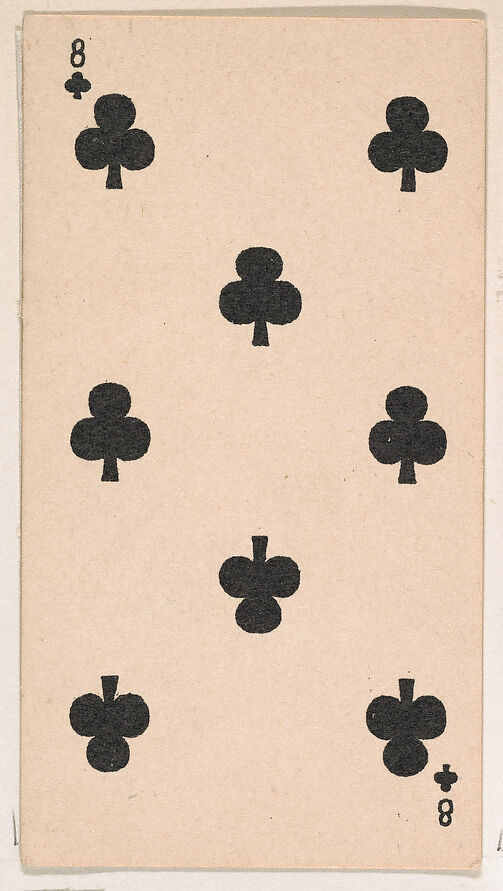 Eight of Clubs, from the Transparent Playing Cards series (N220) issued by Kinney Bros., Issued by Kinney Brothers Tobacco Company, Commercial color lithograph 