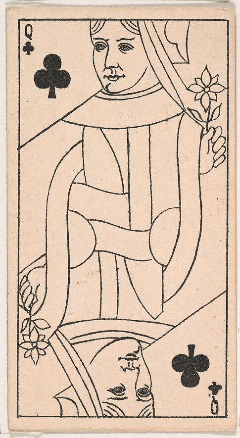 Queen of Clubs, from the Transparent Playing Cards series (N220) issued by Kinney Bros., Issued by Kinney Brothers Tobacco Company, Commercial color lithograph 