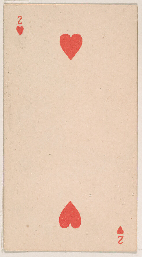 Two of Hearts, from the Transparent Playing Cards series (N220) issued by Kinney Bros., Issued by Kinney Brothers Tobacco Company, Commercial color lithograph 