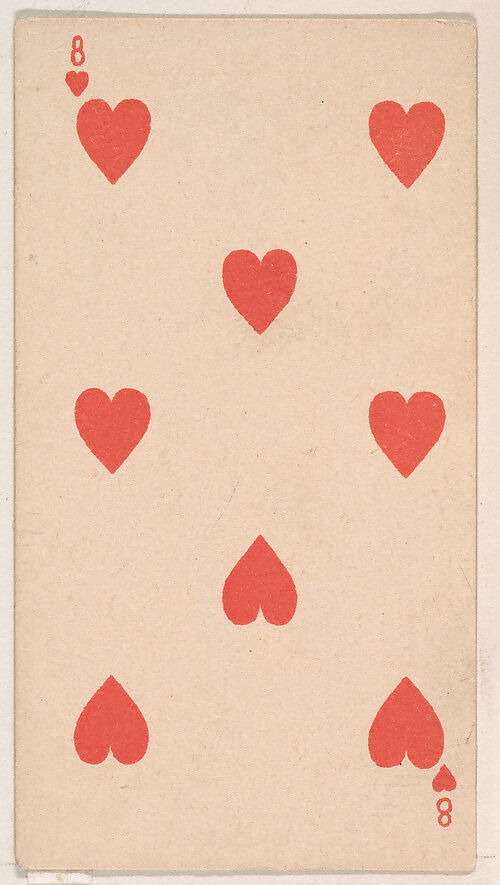 Eight of Hearts, from the Transparent Playing Cards series (N220) issued by Kinney Bros., Issued by Kinney Brothers Tobacco Company, Commercial color lithograph 