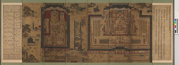 Royal banquets (in the cyclical year gichuk), Eight-panel screen; color on silk, Korea 