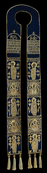 Omophorion, Gold, silver, and silk threads on silk, Armenian 