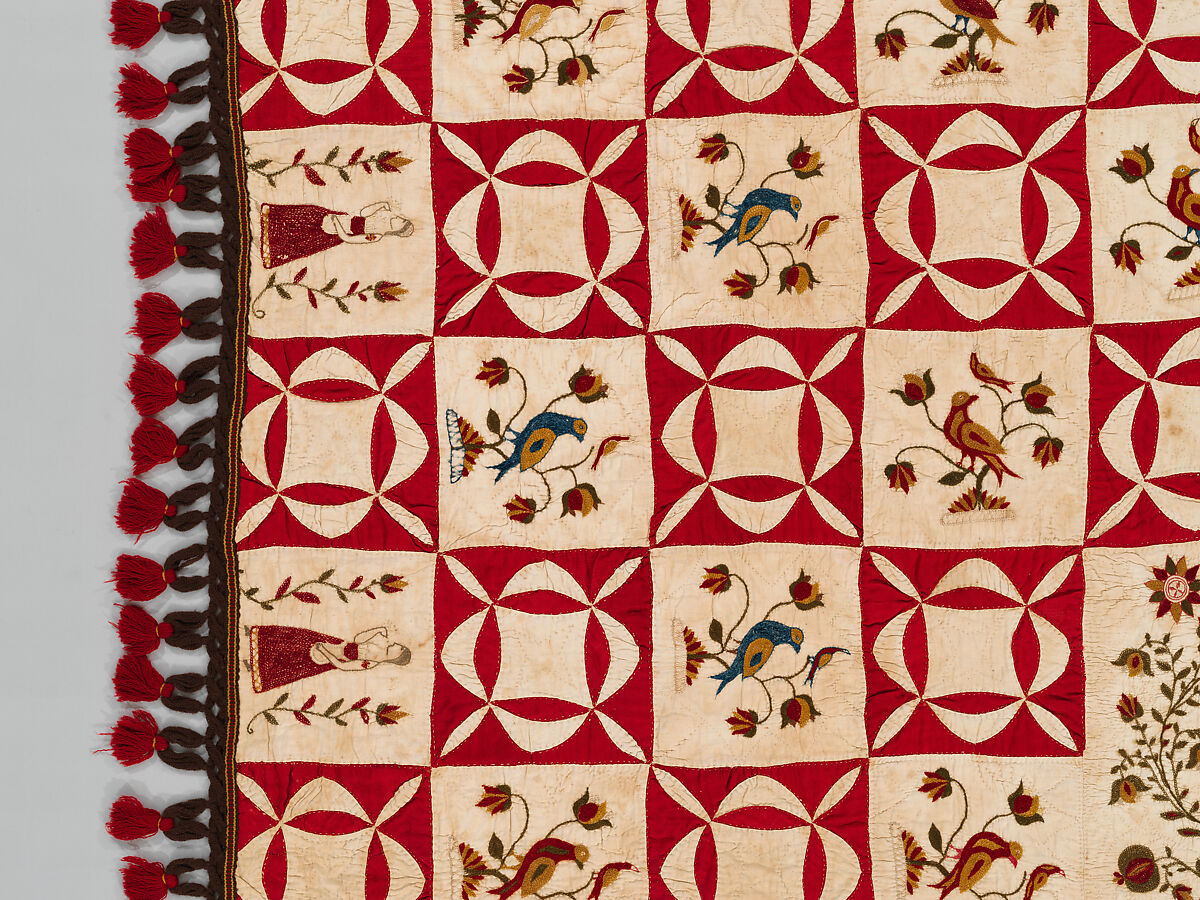 Pictorial Quilt, Euphemia Kichlein (American, Bucks County, Pennsylvania 1818–1885), Cotton, wool and silk, American