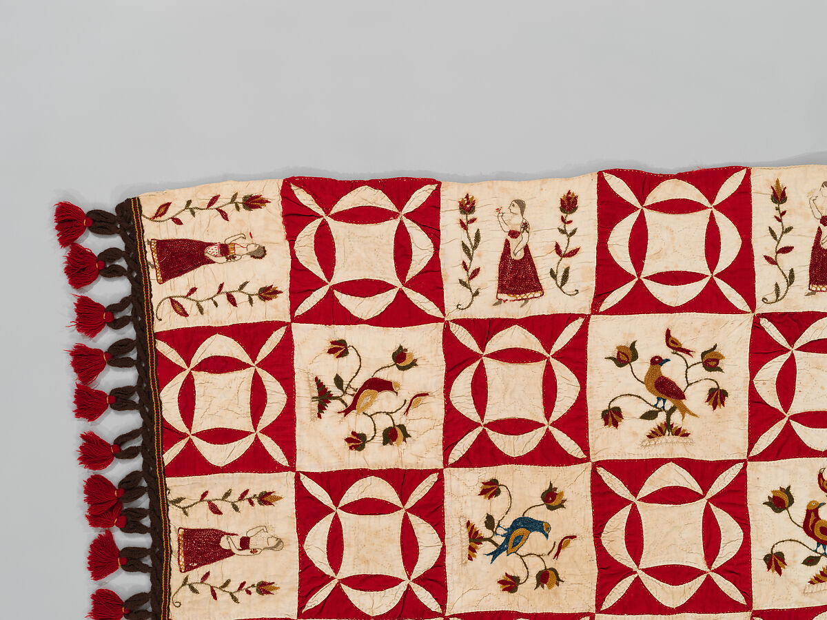 Pictorial Quilt, Euphemia Kichlein (American, Bucks County, Pennsylvania 1818–1885), Cotton, wool and silk, American