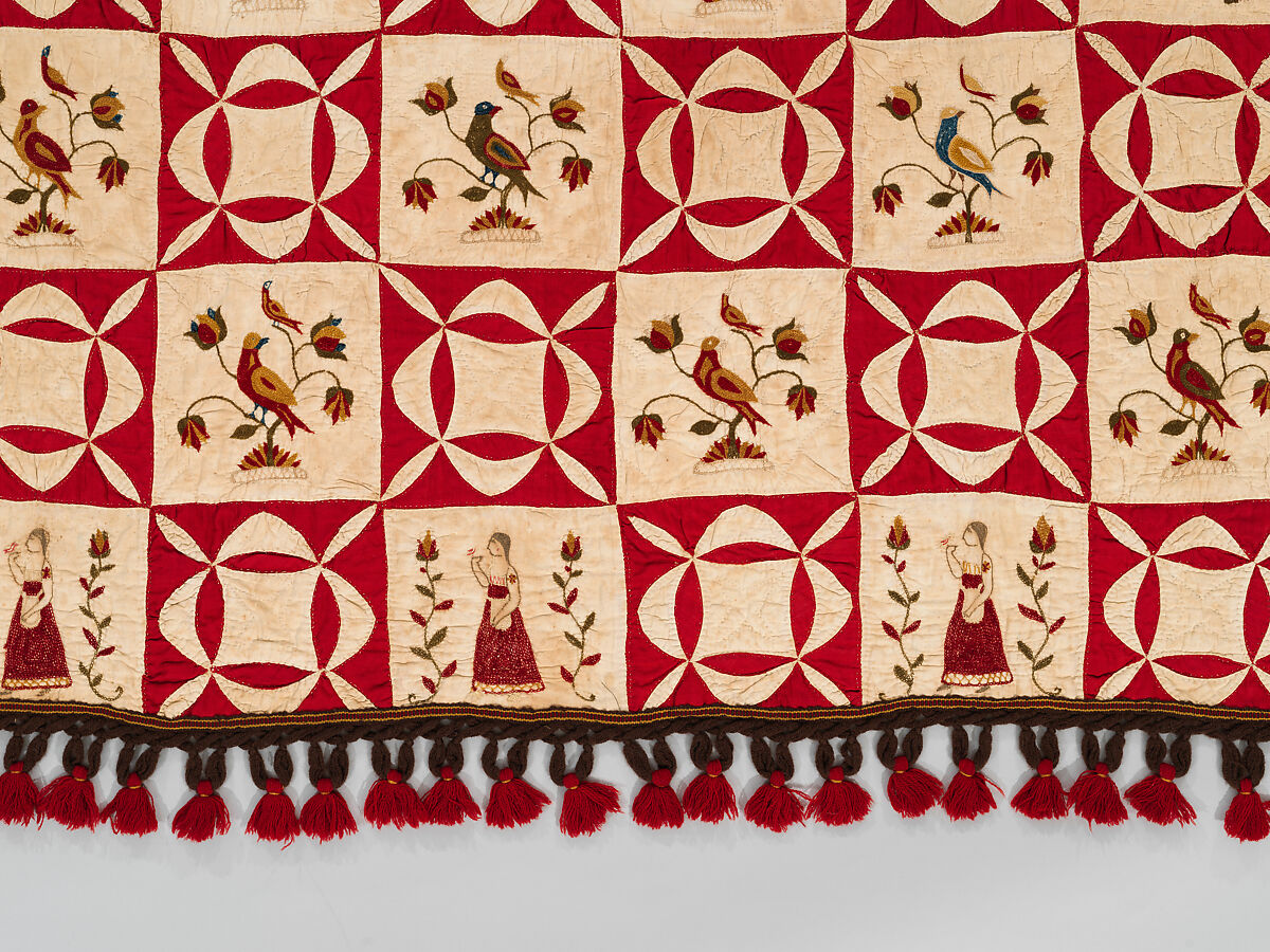 Pictorial Quilt, Euphemia Kichlein (American, Bucks County, Pennsylvania 1818–1885), Cotton, wool and silk, American