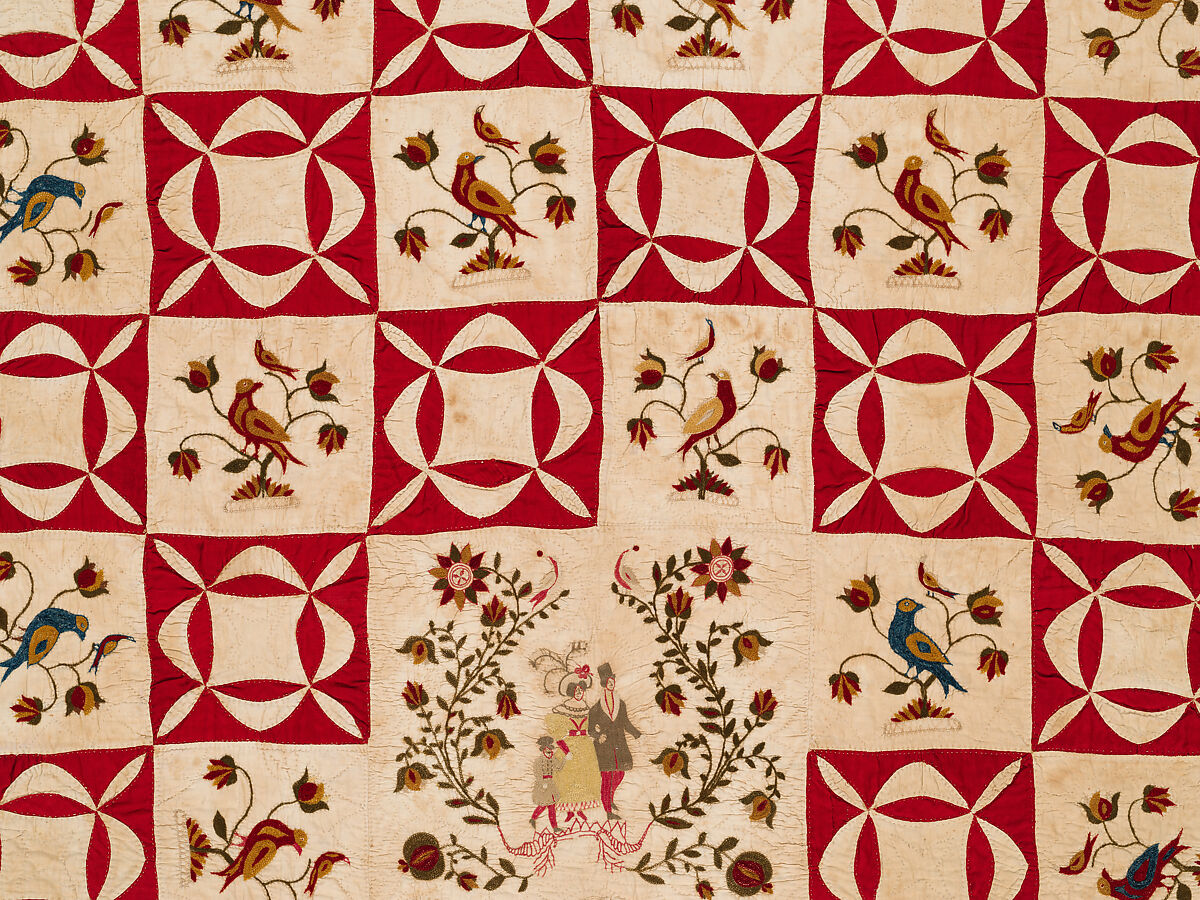 Pictorial Quilt, Euphemia Kichlein (American, Bucks County, Pennsylvania 1818–1885), Cotton, wool and silk, American