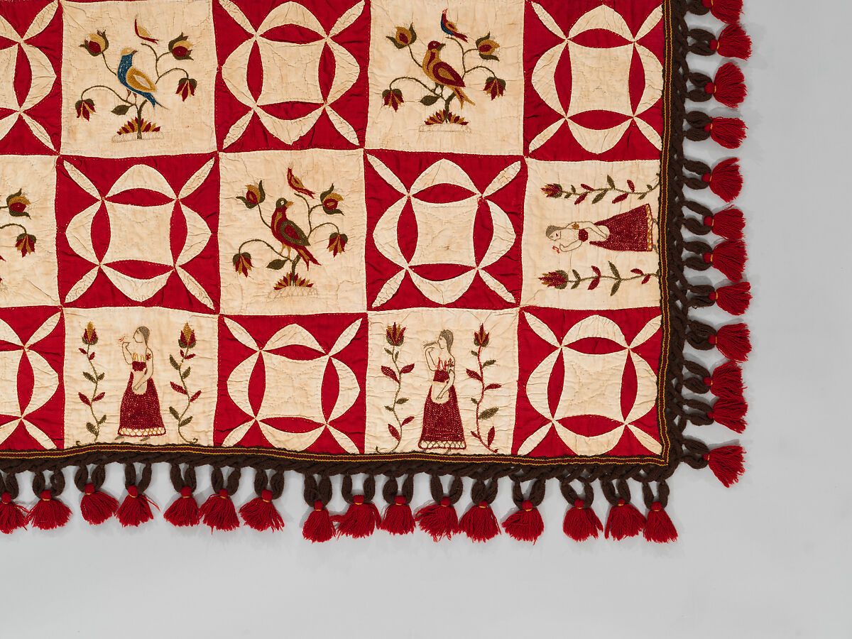 Pictorial Quilt, Euphemia Kichlein (American, Bucks County, Pennsylvania 1818–1885), Cotton, wool and silk, American
