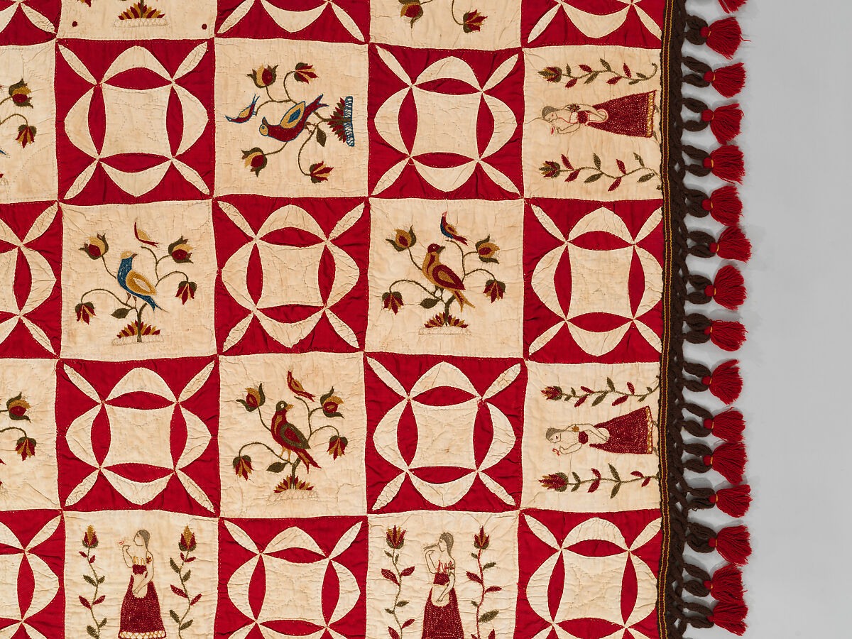 Pictorial Quilt, Euphemia Kichlein (American, Bucks County, Pennsylvania 1818–1885), Cotton, wool and silk, American