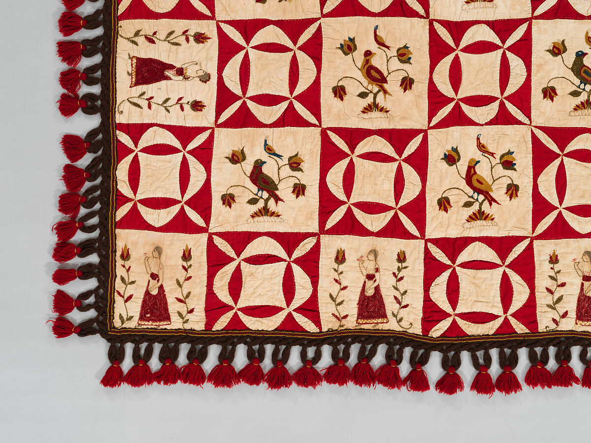 Pictorial Quilt, Euphemia Kichlein (American, Bucks County, Pennsylvania 1818–1885), Cotton, wool and silk, American