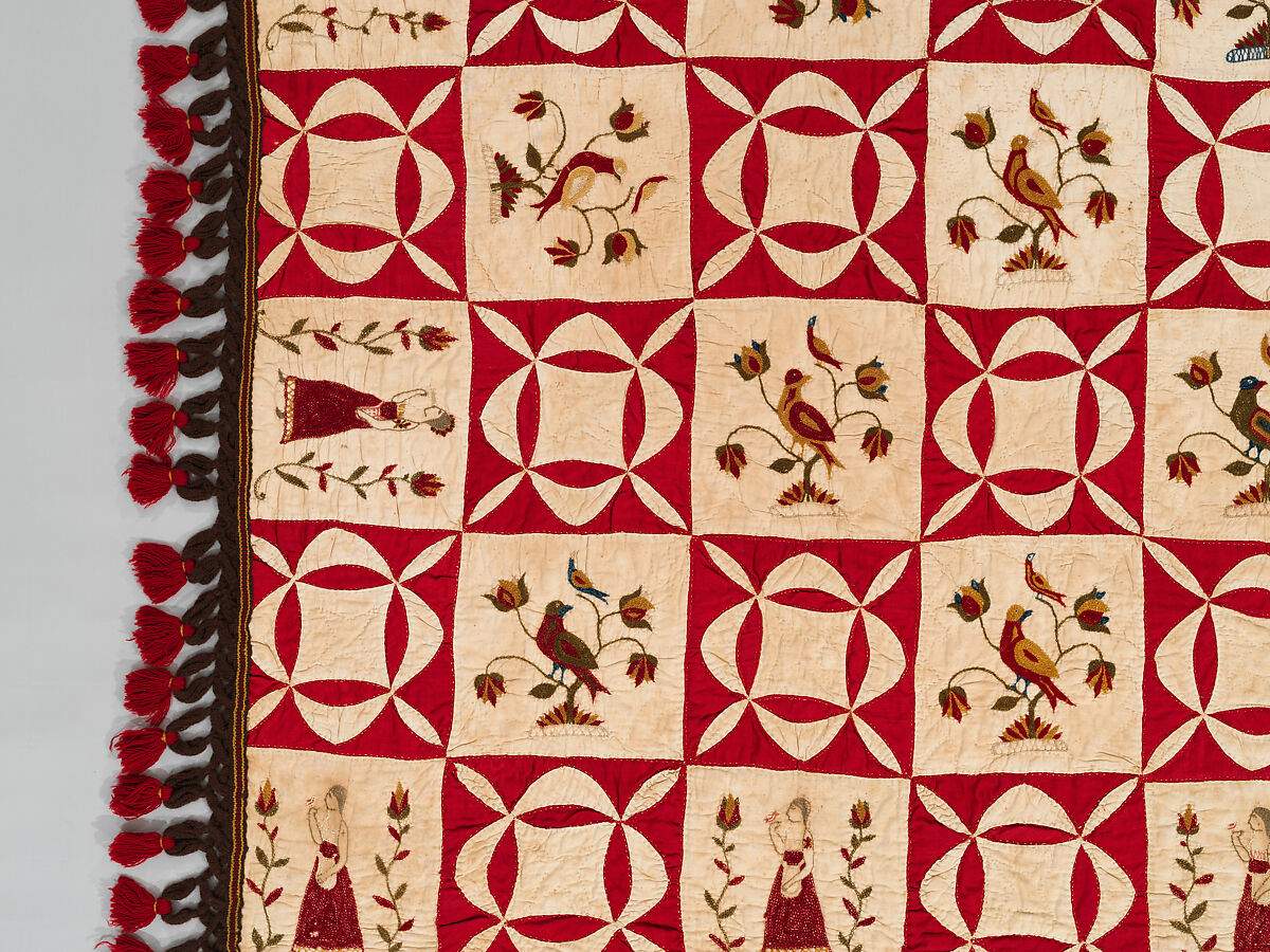 Pictorial Quilt, Euphemia Kichlein (American, Bucks County, Pennsylvania 1818–1885), Cotton, wool and silk, American