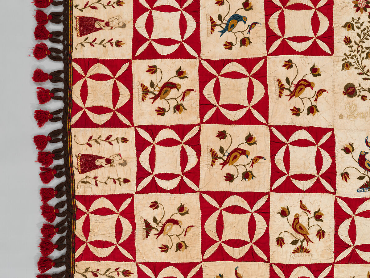Pictorial Quilt, Euphemia Kichlein (American, Bucks County, Pennsylvania 1818–1885), Cotton, wool and silk, American