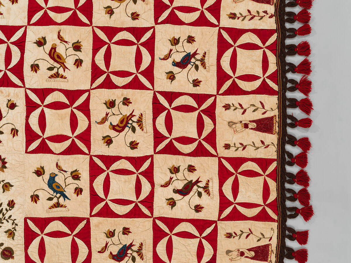 Pictorial Quilt, Euphemia Kichlein (American, Bucks County, Pennsylvania 1818–1885), Cotton, wool and silk, American