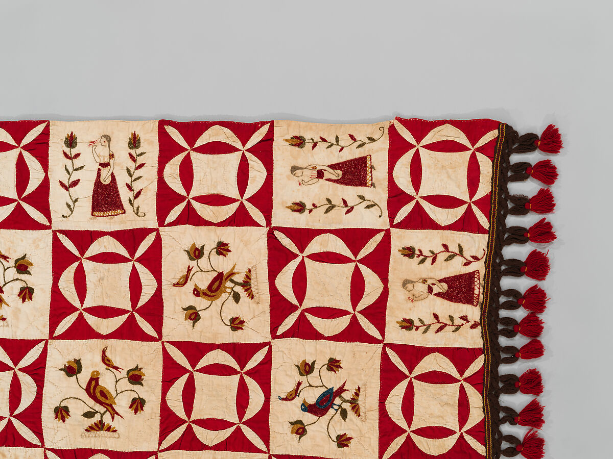 Pictorial Quilt, Euphemia Kichlein (American, Bucks County, Pennsylvania 1818–1885), Cotton, wool and silk, American