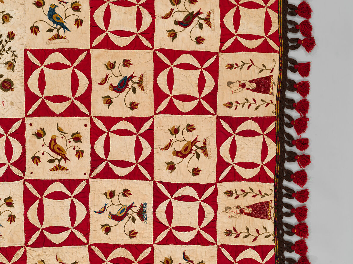 Pictorial Quilt, Euphemia Kichlein (American, Bucks County, Pennsylvania 1818–1885), Cotton, wool and silk, American