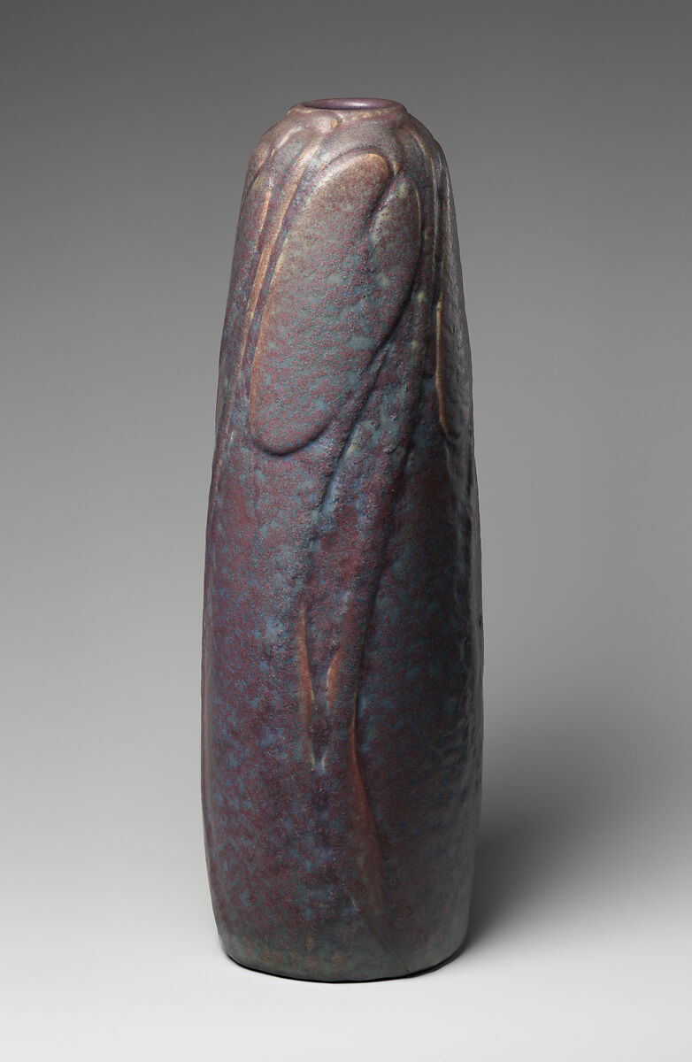 Vase with leaves, Designed by Artus Van Briggle (American, Felicity, Ohio 1869–1904 Colorado Springs, Colorado), Stoneware, American 