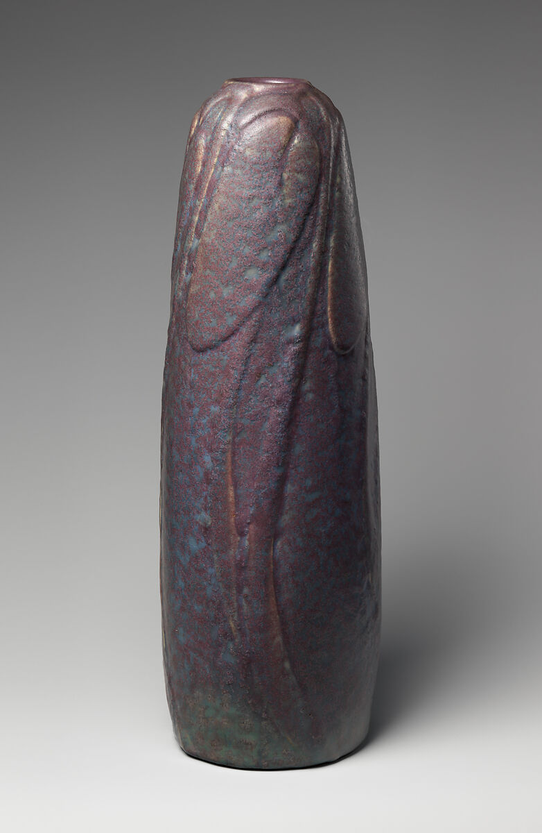 Vase with leaves, Designed by Artus Van Briggle (American, Felicity, Ohio 1869–1904 Colorado Springs, Colorado), Stoneware, American