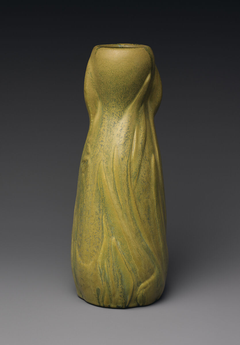 Vase with daffodils, Designed by Artus Van Briggle (American, Felicity, Ohio 1869–1904 Colorado Springs, Colorado), Stoneware, American